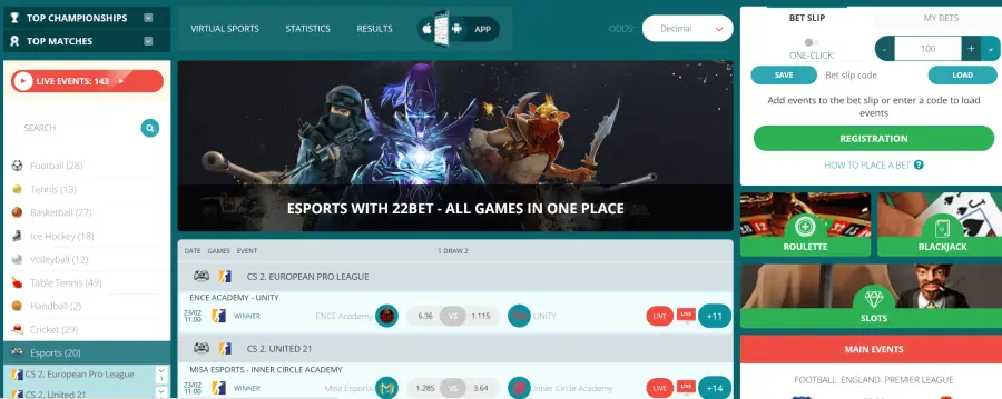 22Bet casino cz